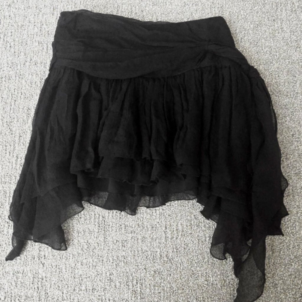 Vintage Y2k Silk Tiered Ruffle Mini Skirt Bratz Coquette Fairy S
